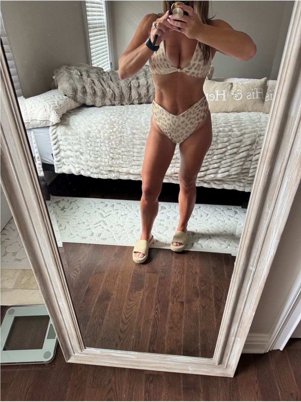 Skatie Cream Leopard-Print Bikini TOP ONLY